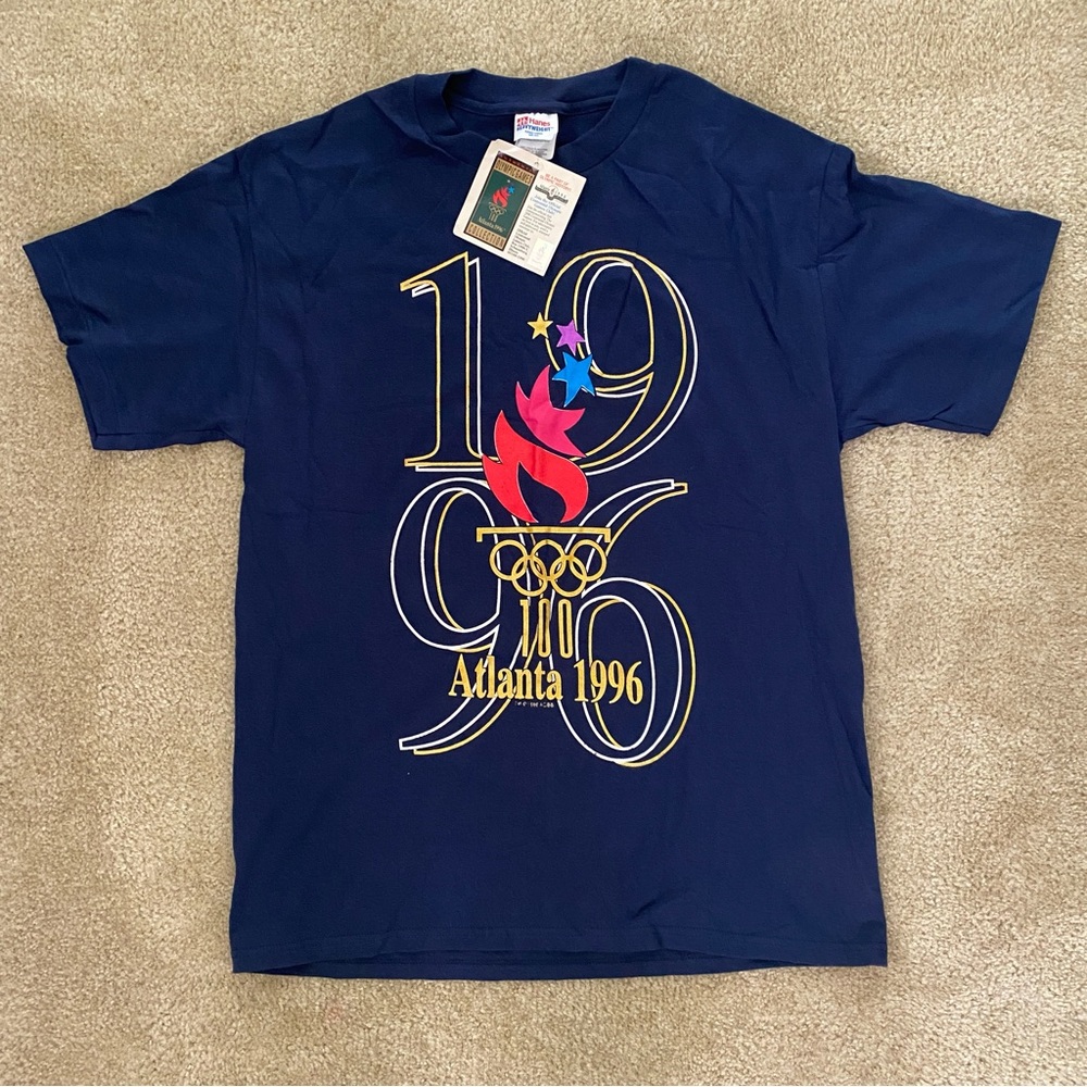 Vintage90's RARE Hanes Atlanta Olympics 1996 Sports Print T-Shirt Made In Usa